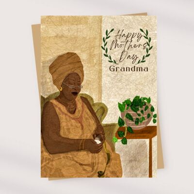 Carte de fête des mères grand-mère | Art Africain | Carte de voeux | cadeau pour ses cartes de grand-mère noire | Carte Afro-Bohème | Mélanine | Mère Enfant