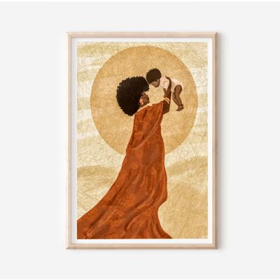 Afrikanischer Mutter-Illustrations-Druck | Ermächtigung Drucken | Wohnzimmer-Druck | Kunstdruck | Afro-Kunstdruck | Geschenk für sie | Muttergeschenk A4