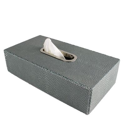 Boîte à mouchoirs simili cuir galuchat bleu
