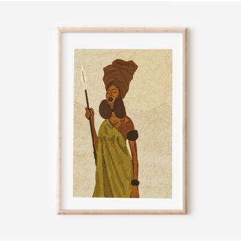 Impression de femmes guerrières | Art enveloppant la tête | Impression d'autonomisation | Mur de la galerie | Imprimé tropical | Cadeau pour elle | Beaux-Arts A4