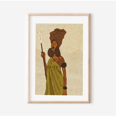 Warrior Women Print | Head-wrap Art| Empowerment Print |Gallery Wall| Tropical Print | Gift For Her | Fine Art A4