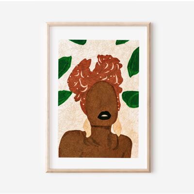 Impresión del arte de las mujeres africanas | Arte de envoltura de cabeza | Arte de pared afrocéntrico | Decoración africana | Arte afrocéntrico | Impresión del arte de la sala de estar | Arte Africano Moderno A4