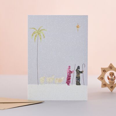 Pastores en la nieve tarjeta de Navidad
