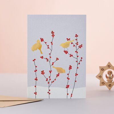 Three Birds & Berries Season's Greetings Card