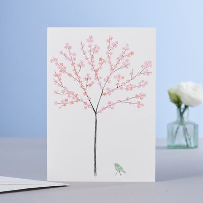 Tarjeta de árbol en flor