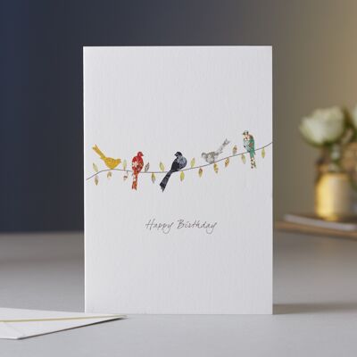 Birds on a Twig Birthday Card