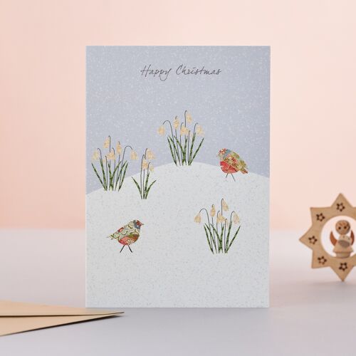 Robins & Snowdrops Christmas Card