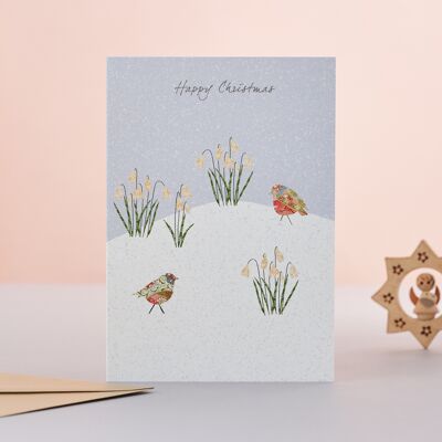 Robins & Snowdrops Christmas Card