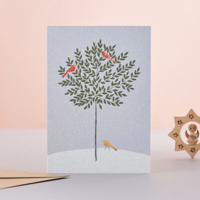 Vögel und Lorbeerbaum-Weihnachtskarte