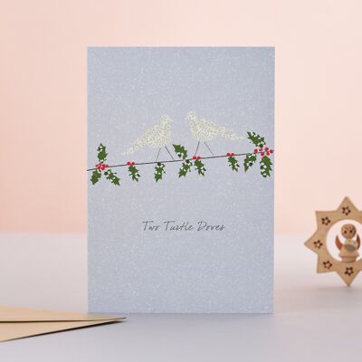 Weihnachtskarte mit zwei Turteltauben