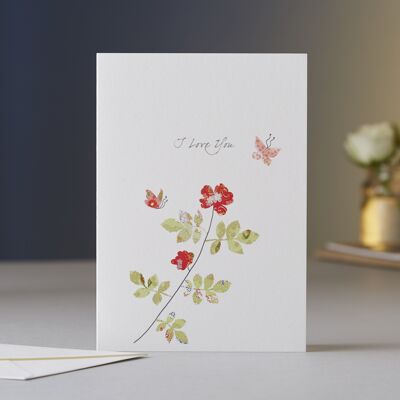 Rose & Butterflies Love Card