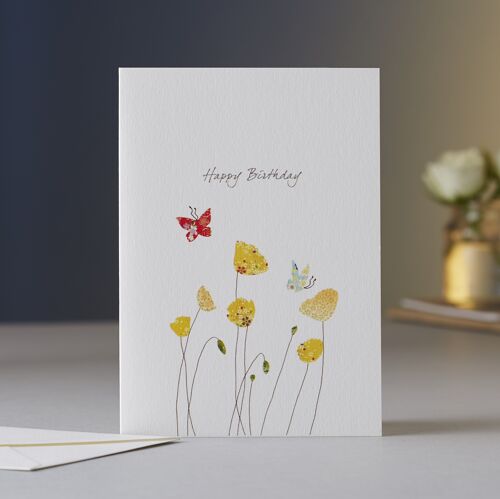 Poppies & Butterfly Birthday Card