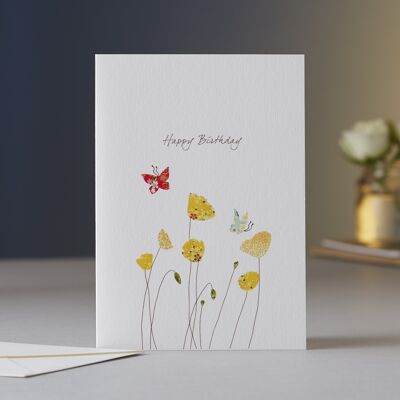 Poppies & Butterfly Birthday Card