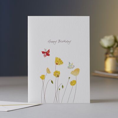 Poppies & Butterfly Birthday Card