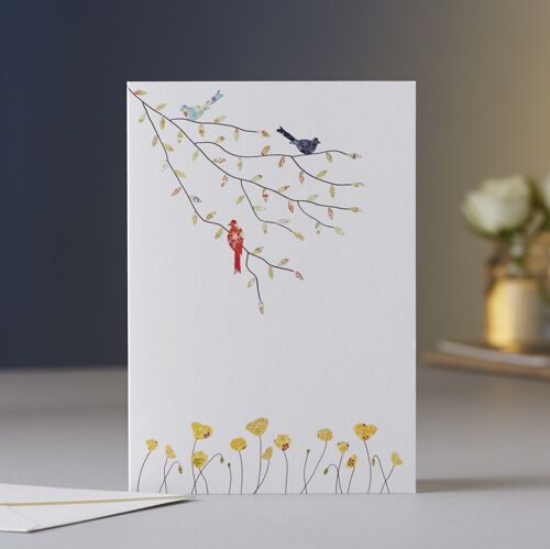 Three Birds & Poppies Card