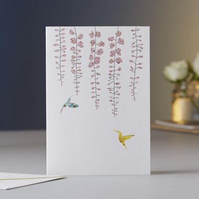 Wisteria & Hummingbirds Greeting Card