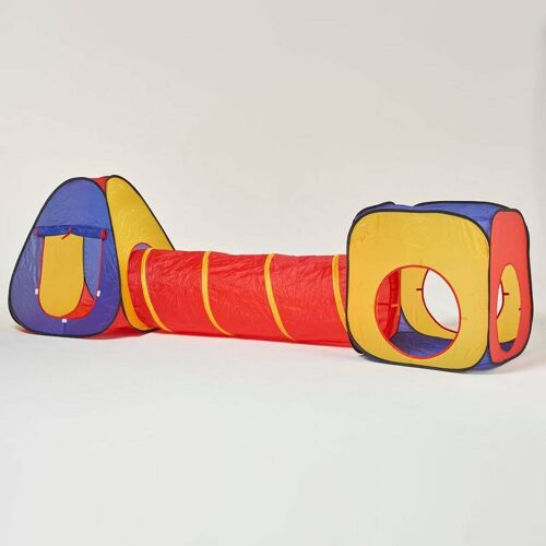 Pop Up Game Tent with Red Yellow Blue Tunnel