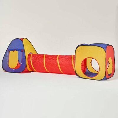 Tenda da gioco pop up con tunnel rosso giallo blu