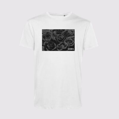 Schwarzes Rosen-T-Shirt - Weiß