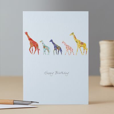 Carte d'anniversaire de tour de girafe