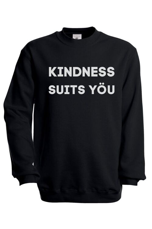 Kindness Suits Yöu Sweatshirt in Light Grey - Black