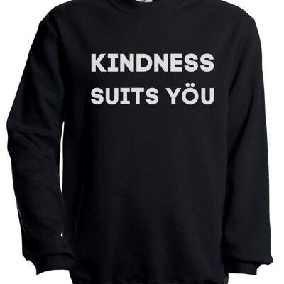 Kindness Suits Yöu Sweatshirt in Light Grey - Black