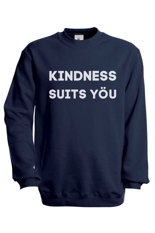 Kindness Suits Yöu Sweatshirt in Light Grey - Navy
