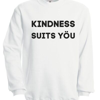 Kindness Suits Yöu Sweatshirt in Light Grey - White