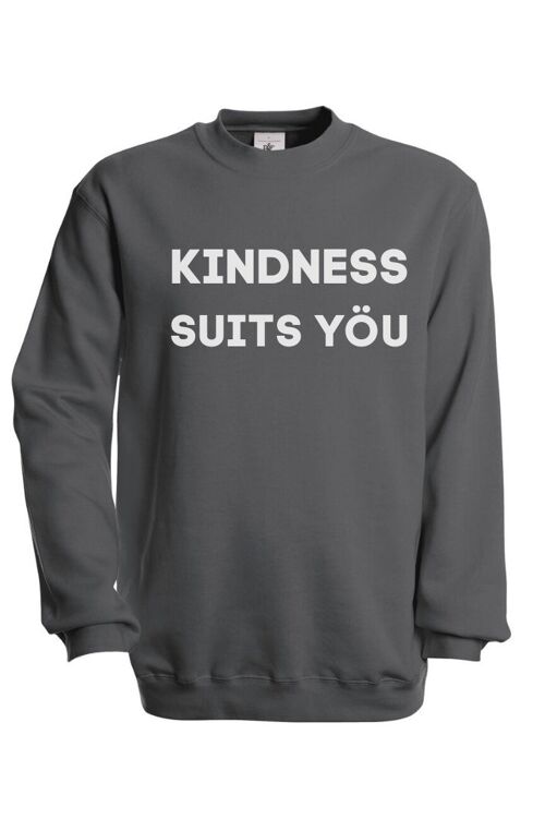 Kindness Suits Yöu Sweatshirt in White - Steel Grey