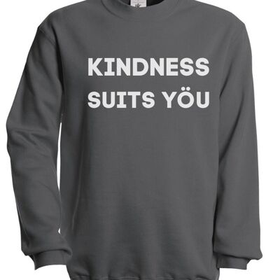 Kindness Suits You Sweatshirt in Weiß - Stahlgrau