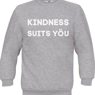 Sudadera Kindness Suits Yöu en Blanco - Gris Claro