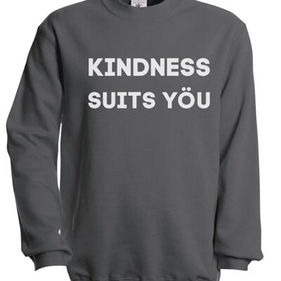 Kindness Suits Yöu Sweatshirt in Navy - Steel Grey