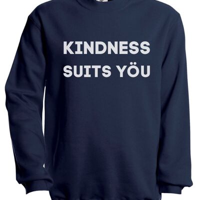 Kindness Suits Yöu Felpa in Navy - Navy