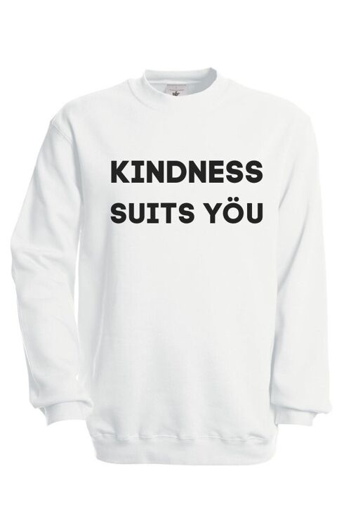 Kindness Suits Yöu Sweatshirt in Steel Grey - White