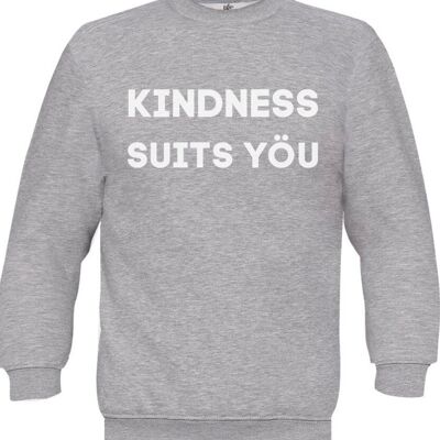 Kindness Suits Yöu Sweatshirt in Steel Grey - Light Grey