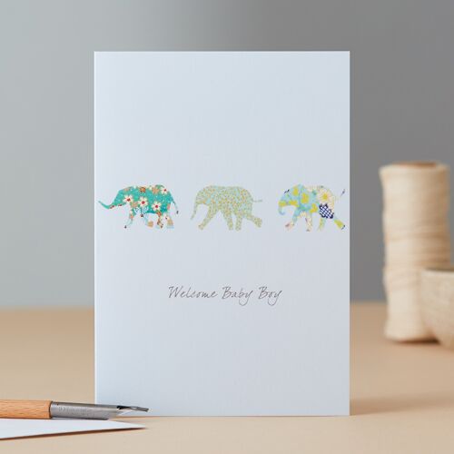 Elephants Baby Boy Card