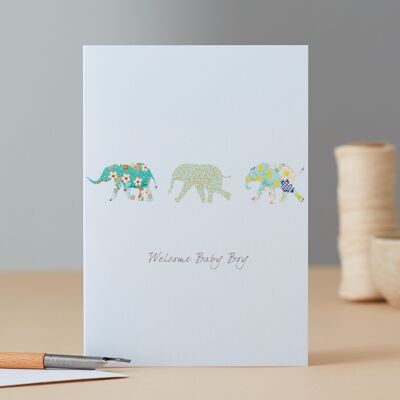 Elephants Baby Boy Card