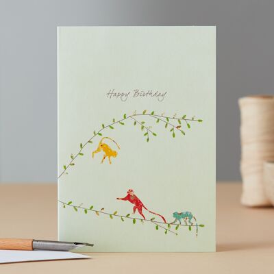 Three Monkeys Birthday Card