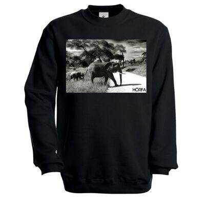 Elephant Print Sweatshirt in White - Black