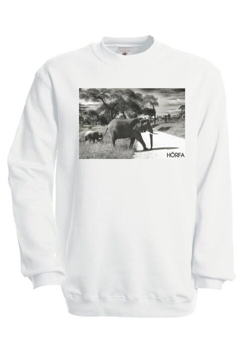 Elephant Print Sweatshirt in White - White