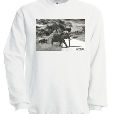 Elephant Print Sweatshirt in White - White