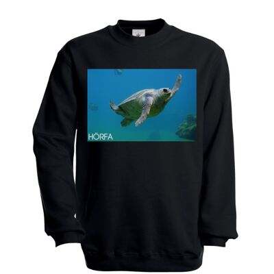 Sea Turtle Sweatshirt in White - Black