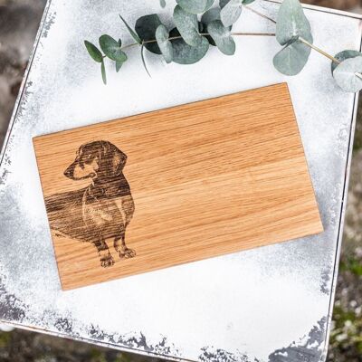 Cutting board oak dachshund engraving