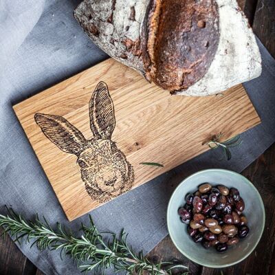 Cutting board oak rabbit engraving
