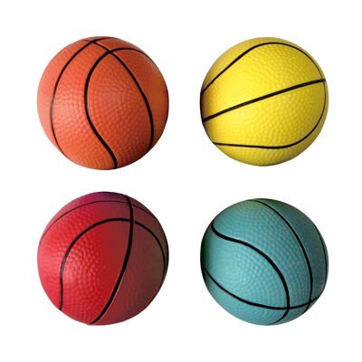 RUBBER BASKETBALL D6.3CM ORANGE/BLUE/RED/YELLOW