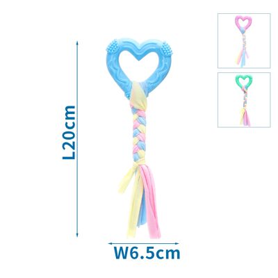 TPR&COTTON ROPE TOYS HEART L20*W6.5CM BLUE/PINK/GREEN