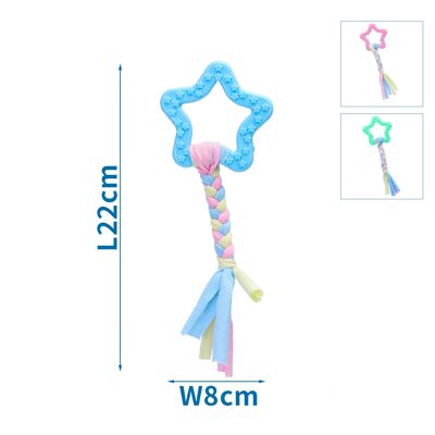TPR&COTTON ROPE TOYS STAR L22*W8CM BLUE/PINK/GREEN
