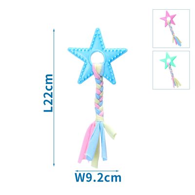 TPR&COTTON ROPE TOYS STAR L22*W9.2CM BLUE/PINK/GREEN
