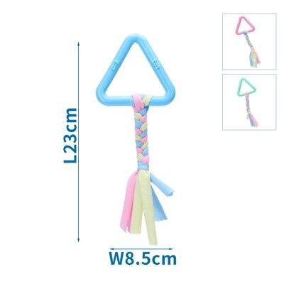 TPR&COTTON ROPE TOYS TRIANGLE L23*W8.5CM BLUE/PINK/GREEN