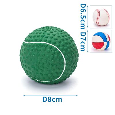 LATEX TOYS GREEN TENNIS/WHITE TENNIS/TRICOLOR BASKETBALL D8CM/D6.5CM/D7CM GREEN/WHITE/BLUE